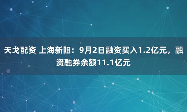 天戈配资 上海新阳：9月2日融资买入1.2亿元，融资融券余额11.1亿元